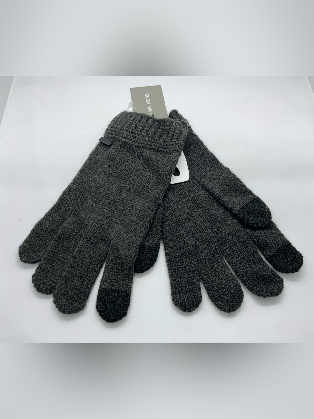 Michael Kors Men's Dark Charcoal Knit Touchscreen Gloves